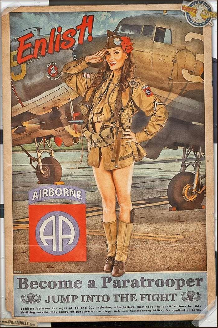 图为:二战的美军征兵广告靠"美色诱惑"