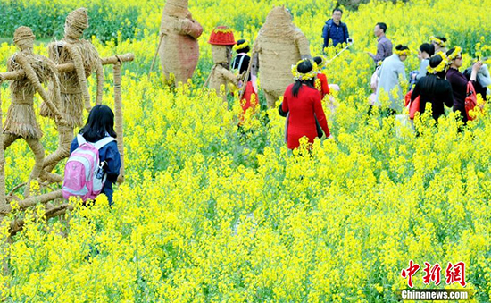 江西最美乡村万亩油菜花盛开  “唐僧师徒”助阵（组图）