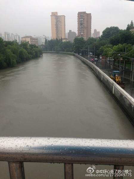 28日，雨中的上海。（圖片來源：微網志）