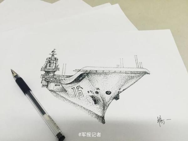 海军手绘航母惊艳 中国梦强军梦获网友点赞(组图)