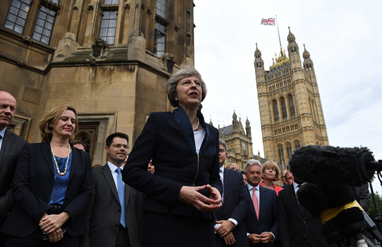 英國第二任女首相特雷莎•梅預計週三上任（圖）