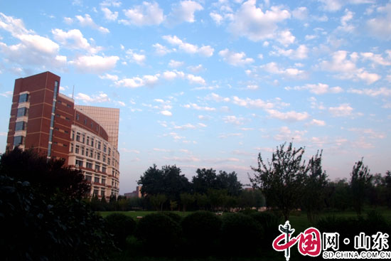 濱州藍：清晨寂靜校園裏看雲卷雲舒