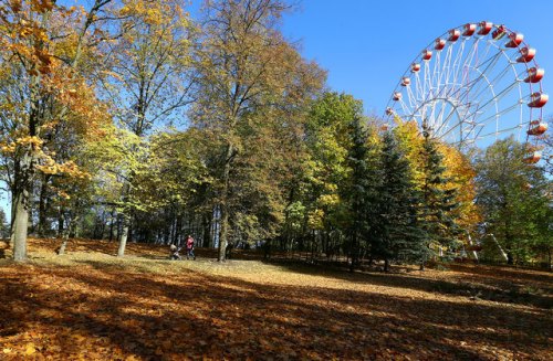  
明斯克 
迎金秋天气晴好 
中央公园 
色彩斑斓 
如画 
