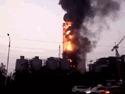 濱化熱力公司新建鍋爐煙氣脫硫塔發生火災