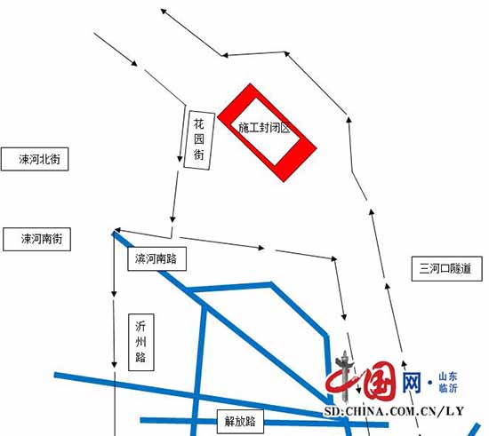 临沂滨河路部分路段封闭施工 注意绕行