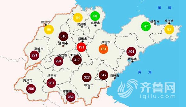 全省17地市中，9个地市陷入的重度污染。
