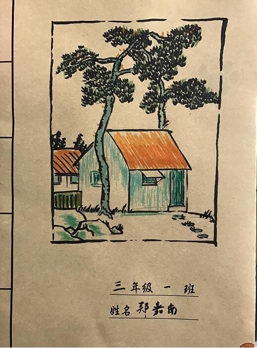 爸爸給兒子畫書皮 臨摹的是豐子愷的漫畫作品（組圖）