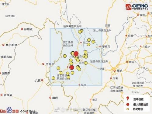 云南大理漾濞县连续发生2次4.7级以上地震 震源深度12千米
