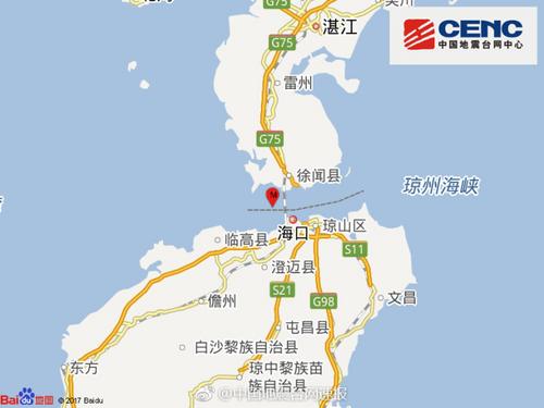 广东徐闻县海域发生2.3级地震 震源深度15千米