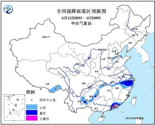 暴雨藍色預警發佈安徽浙江湖南等地有大雨或暴雨